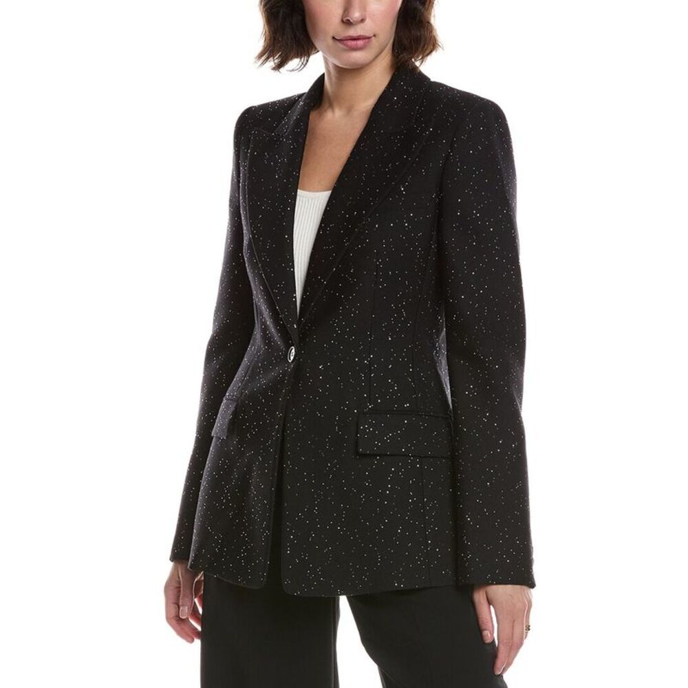 Michael Kors Collection Womens Georgina Wool & Silk-Blend Jacket, Black